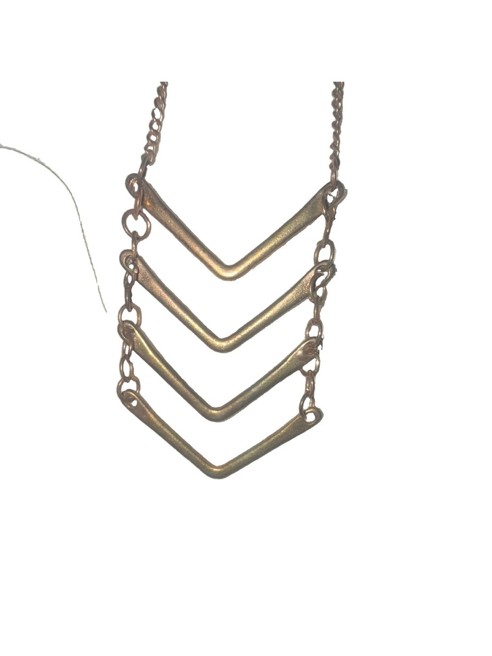 Layered Chevron V-Shape Necklace in Gold Tone
